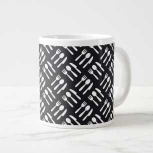 Fork spoon knife pattern large coffee mug