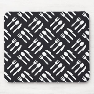 Fork spoon knife pattern mouse pad
