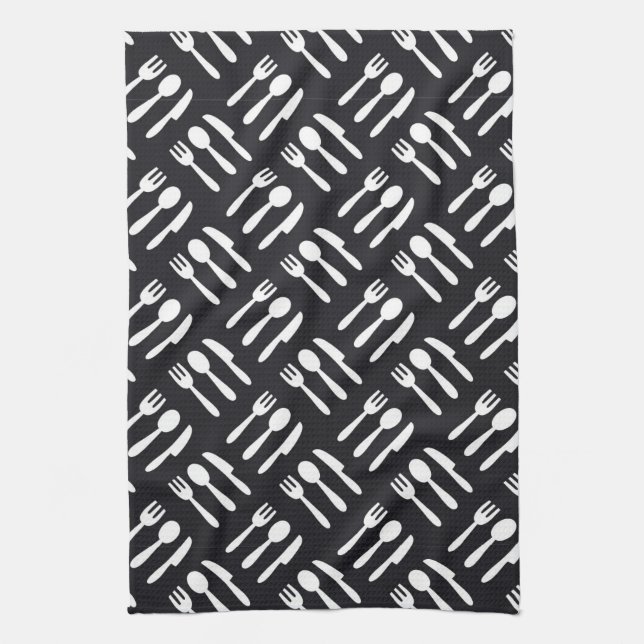 Fork spoon knife pattern tea towel (Vertical)