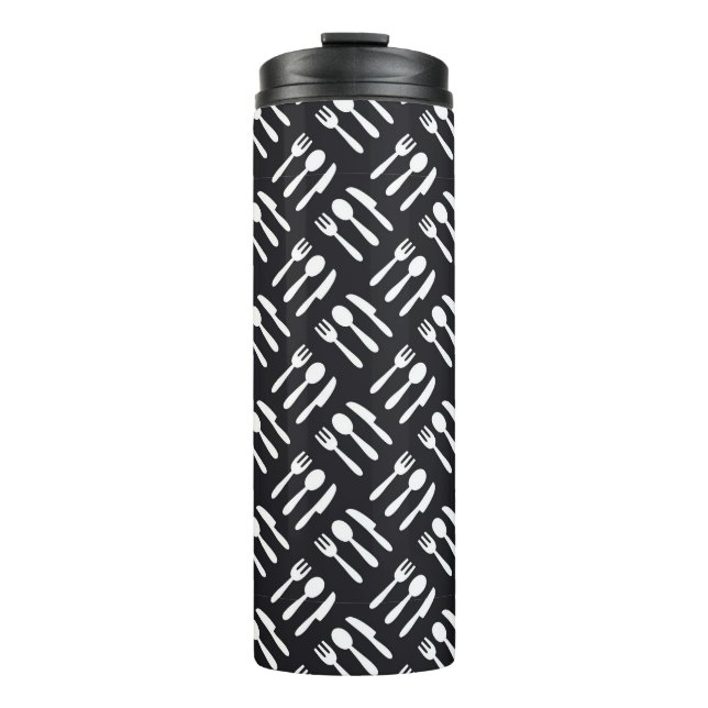 Fork spoon knife pattern thermal tumbler (Front)