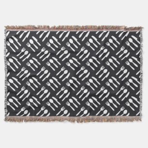Fork spoon knife pattern throw blanket