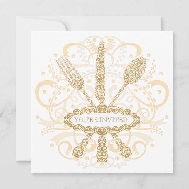 Fork Spoon Knife Rehearsal Dinner Invitation (Front)