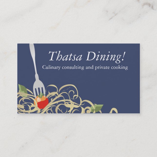 fork stuck tomato spaghetti catering b, Thatsa ... Business Card (Front)