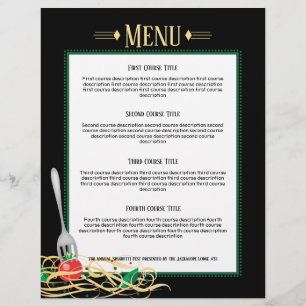 fork stuck tomato spaghetti recipe menu letterhead