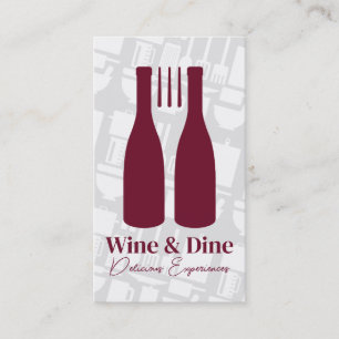 Fork Wine Bottles Logo Restaurant Cuisine Business Card