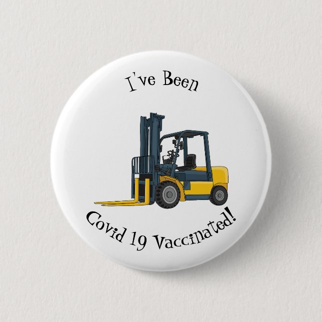 Forklift cartoon illustration 6 cm round badge (Front)