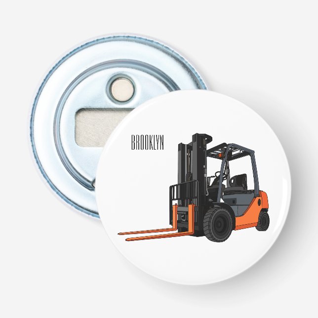 Forklift cartoon illustration bottle opener (Front)
