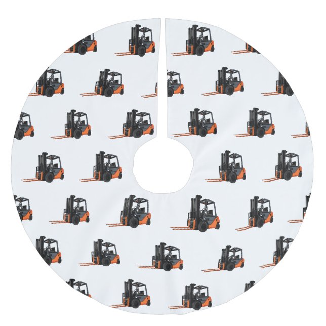 Forklift cartoon illustration brushed polyester tree skirt (Front)