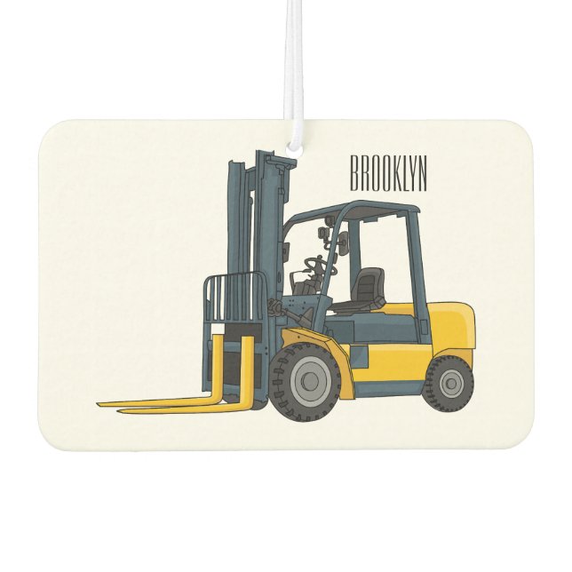 Forklift cartoon illustration car air freshener (Front)