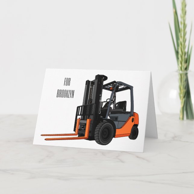 Forklift cartoon illustration card (Front)