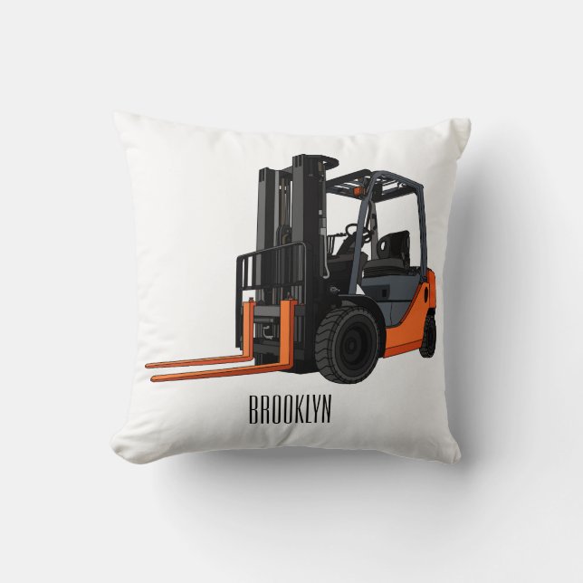 Forklift cartoon illustration cushion (Front)