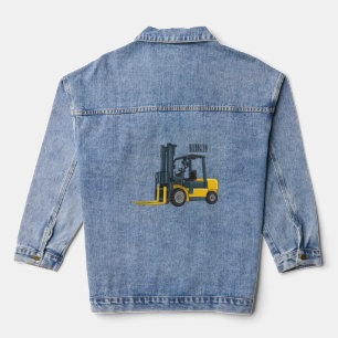 Forklift cartoon illustration denim jacket