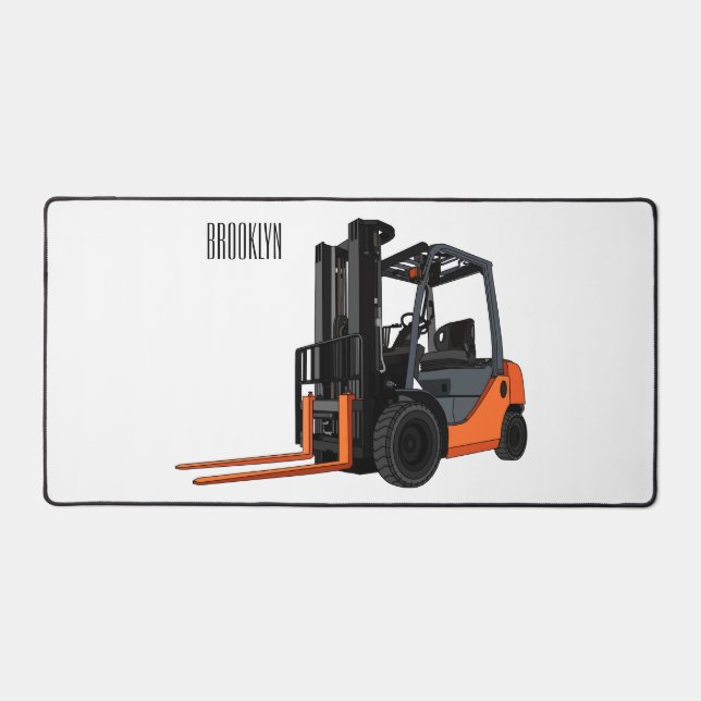 Forklift cartoon illustration desk mat (Front)
