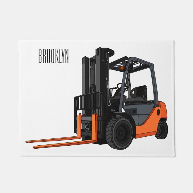 Forklift cartoon illustration doormat (Front)
