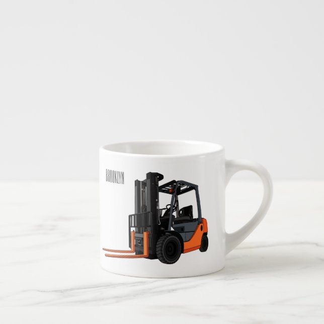 Forklift cartoon illustration espresso cup (Right)