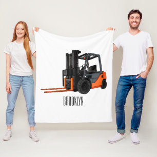Forklift cartoon illustration fleece blanket