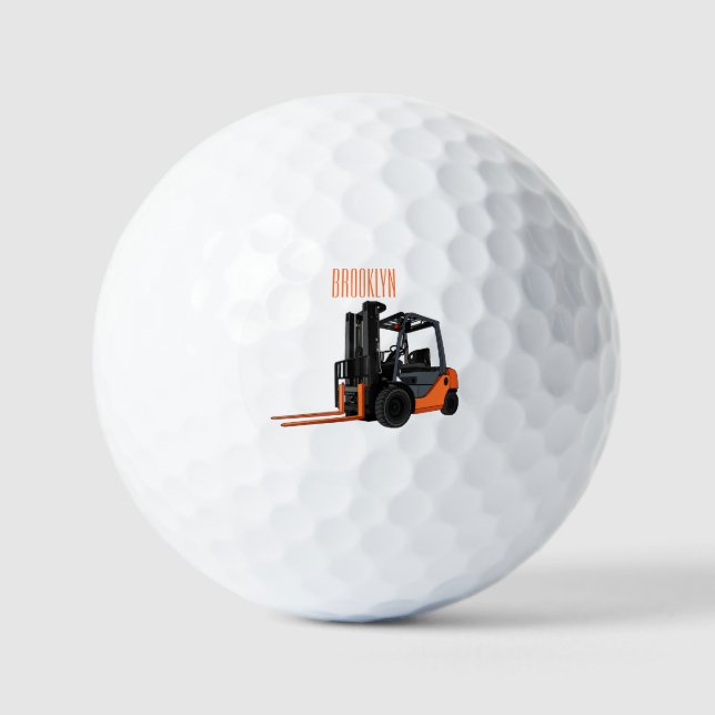 Forklift cartoon illustration golf balls (Front)
