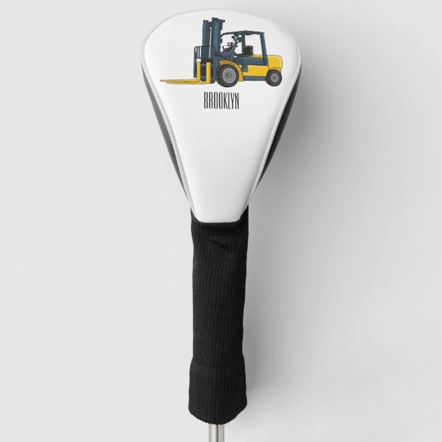 Forklift cartoon illustration golf head cover (Front)
