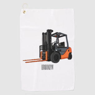 Forklift cartoon illustration golf towel