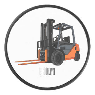 Forklift cartoon illustration hockey puck