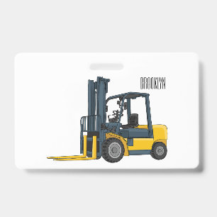 Forklift cartoon illustration ID badge