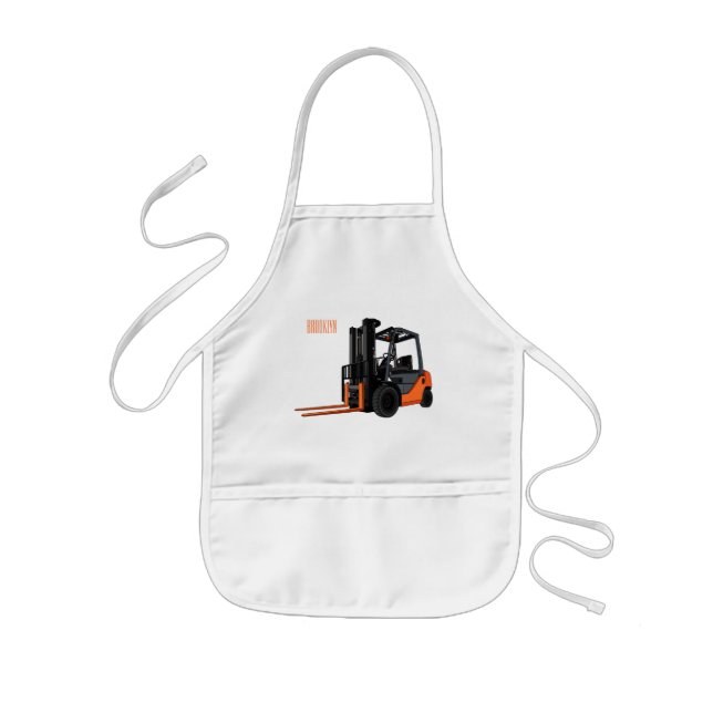 Forklift cartoon illustration kids apron (Front)