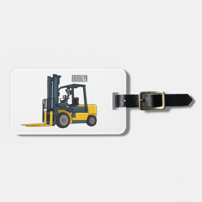 Forklift cartoon illustration luggage tag (Front Horizontal)