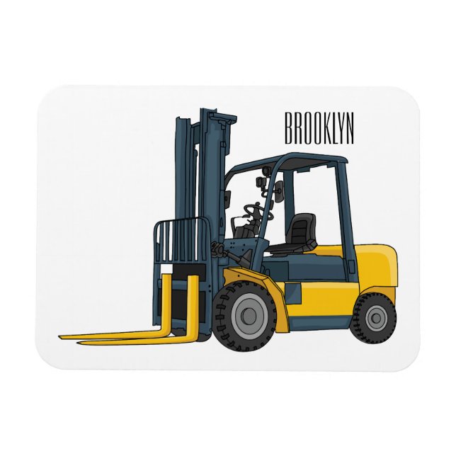 Forklift cartoon illustration magnet (Horizontal)