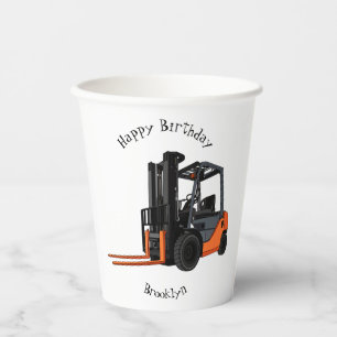 Forklift cartoon illustration paper cups