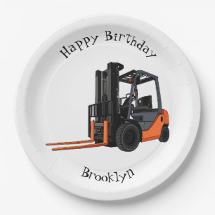 Forklift cartoon illustration paper plate