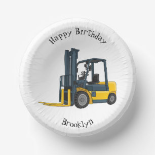 Forklift cartoon illustration paper plate