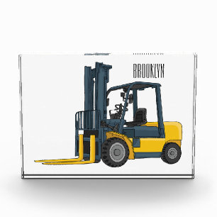 Forklift cartoon illustration photo block