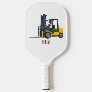 Forklift cartoon illustration pickleball paddle