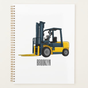 Forklift cartoon illustration planner