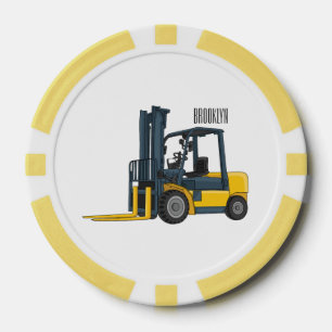 Forklift cartoon illustration poker chips