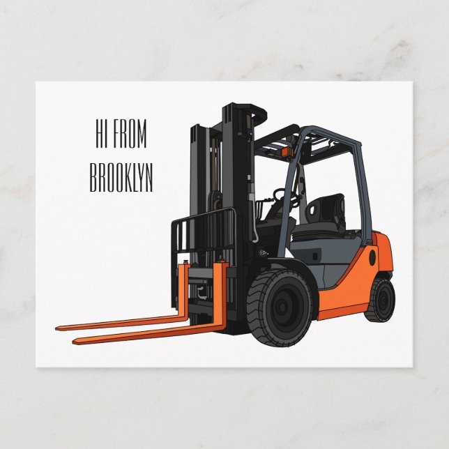 Forklift cartoon illustration postcard (Front)