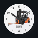 Forklift cartoon illustration round clock<br><div class="desc">Forklift cartoon illustration</div>