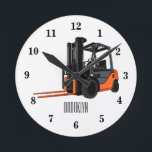 Forklift cartoon illustration round clock<br><div class="desc">Forklift cartoon illustration</div>