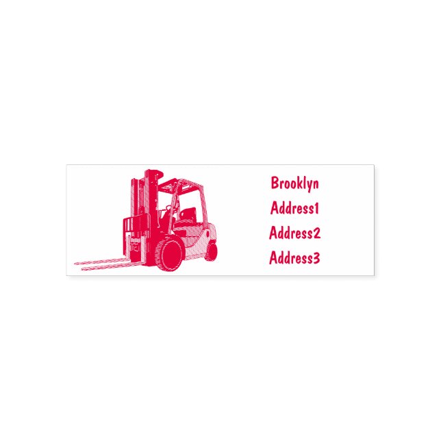 Forklift cartoon illustration self-inking stamp (Design)