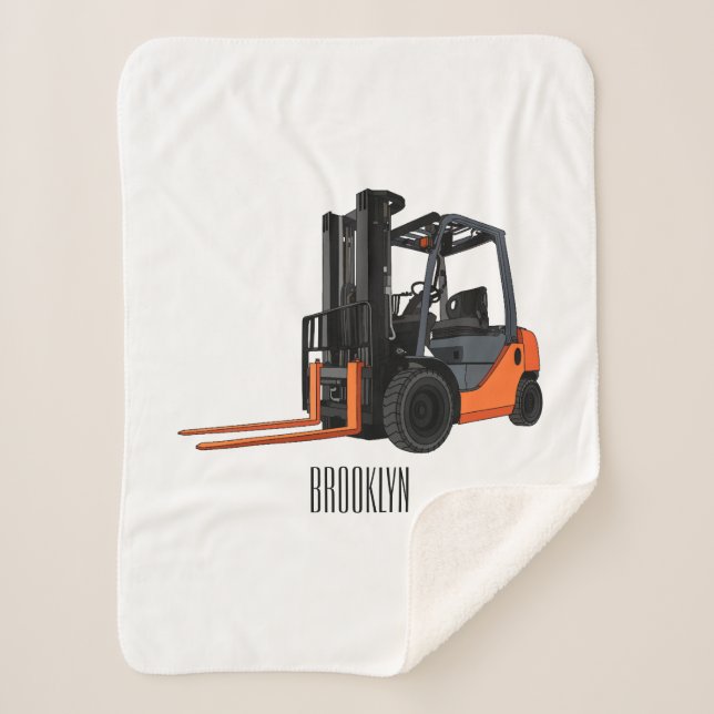 Forklift cartoon illustration sherpa blanket (Front)