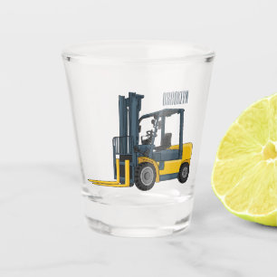 Forklift cartoon illustration shot glass