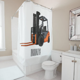 Forklift cartoon illustration shower curtain