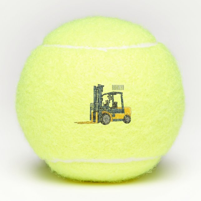 Forklift cartoon illustration  tennis balls (Front)