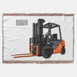Forklift cartoon illustration throw blanket