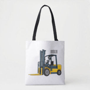 Forklift cartoon illustration tote bag