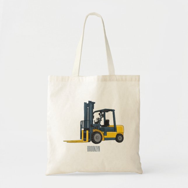 Forklift cartoon illustration tote bag (Front)