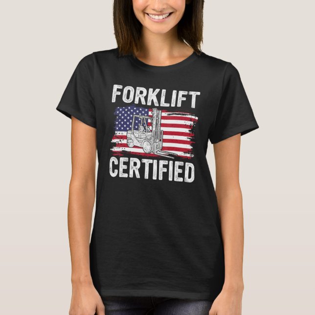 Forklift Certified USA Flag  Forklift Operator Men T-Shirt (Front)