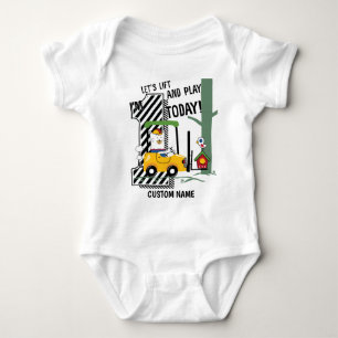 Forklift Construction Theme First Birthday Baby Bodysuit