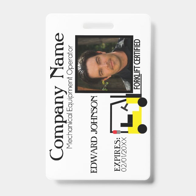 Forklift Employee Badge ID Badge (Front)