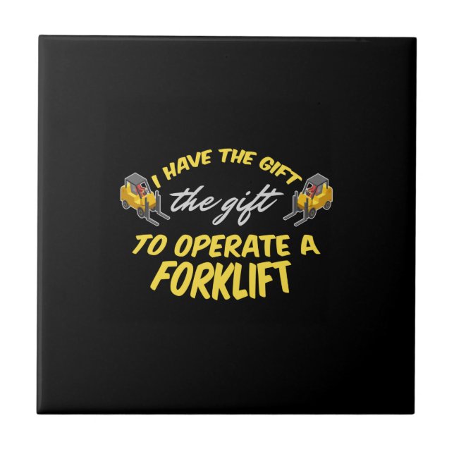 Forklift Gift Ceramic Tile (Front)